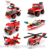FUN LITTLE TOYS 222Pcs Fire Rescue Vehicles Building Blocks Set in 6 Different Models Including Fire Boat,Helicopters and Fire Truck for Kids Easter Egg Fillers Easter Basket Stuffers B07K1SKY4V